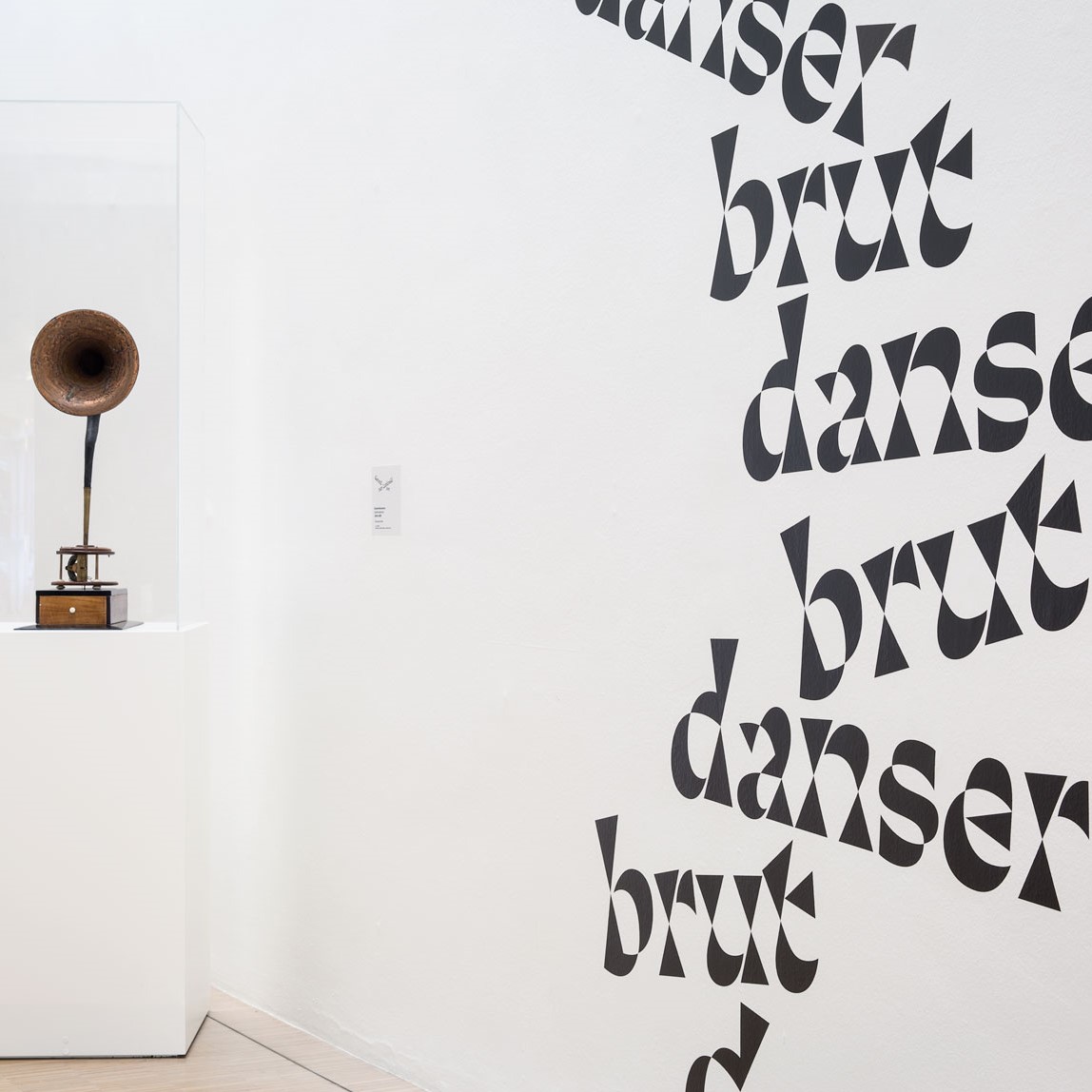 Texte de salle "danser brut" et vitrine.