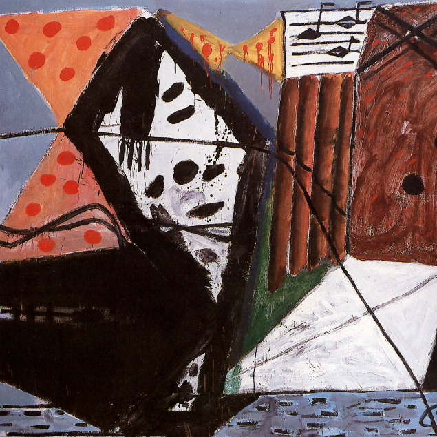 Peinture coloré avec une multitude de forme géométrique nous rappelant de la musique.