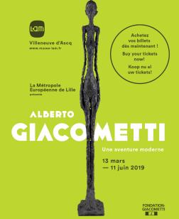 Visuel de l'affiche de l'expositioon "Alberto Giacometti, une aventure moderne"