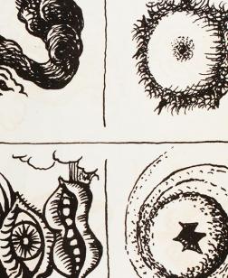 Dessin en noir et blanc dans un livre.