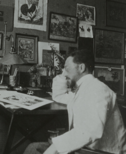 Gabrielle Münter, Vassily Kandinsky accoudé à son bureau au 36 Ainmillerstrasse à Munich1.png