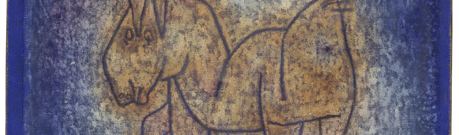 Paul Klee, dessin sur fond bleu.